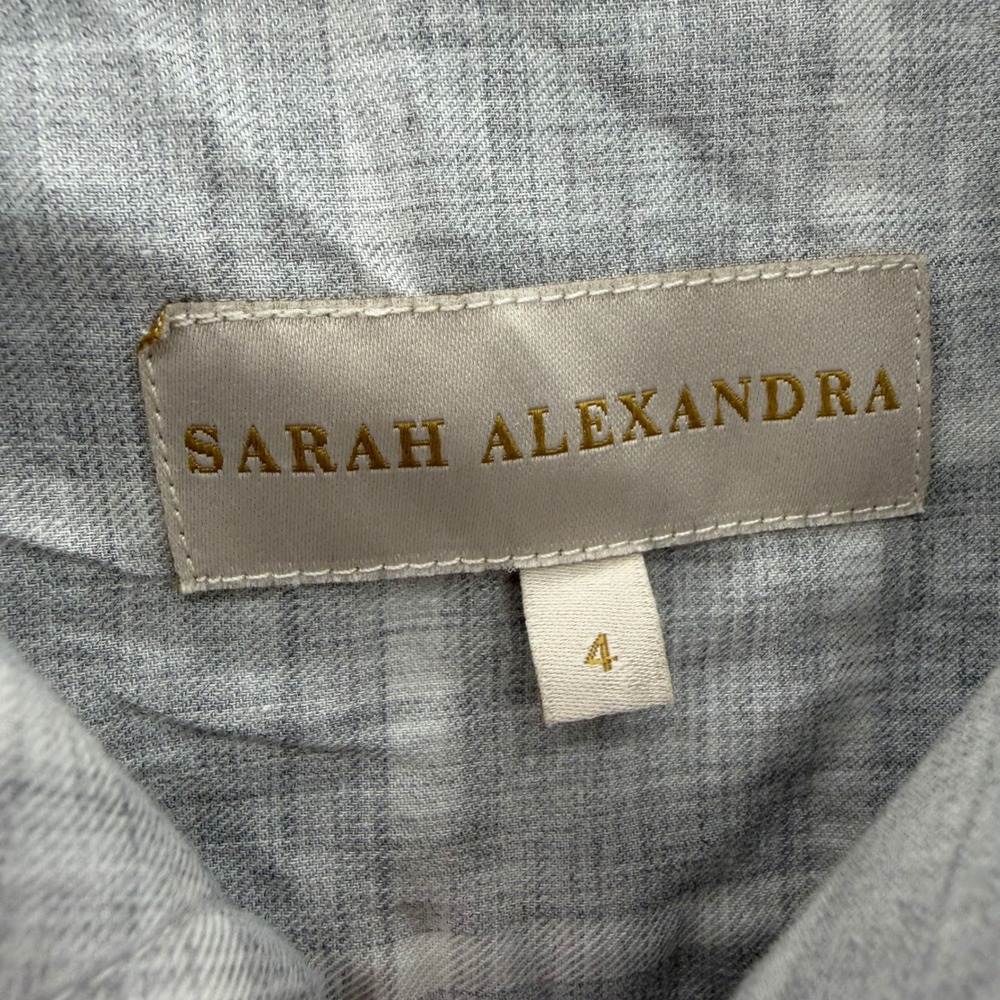 Sarah Alexandra The Weekend Shirt Size 4 Grey Windowpane Cotton Quiet Luxury - Picture 4 of 12